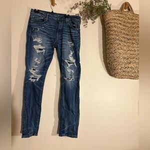 American Eagle Outfitters Ripped Blue Skinny Jeans men's 34